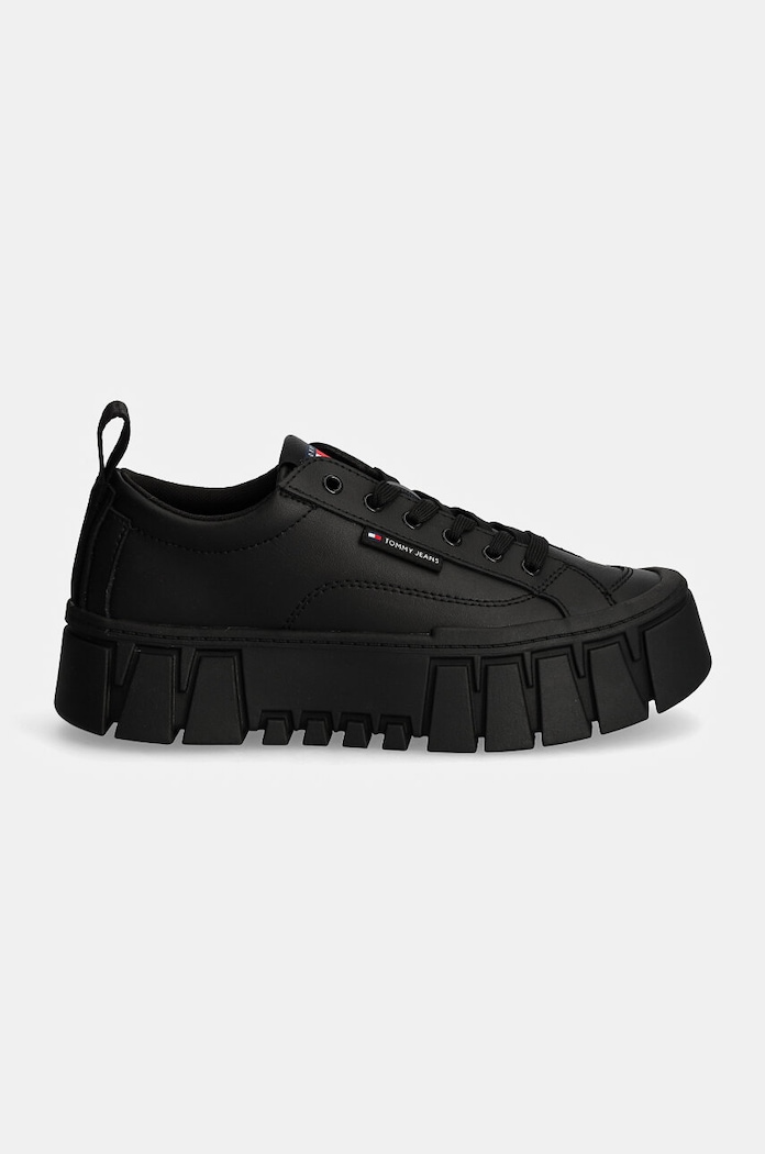 Kožené sneakers boty Tommy Jeans TJW VULC FLATFORM LC LEATHER EN0EN02610 černá NC24