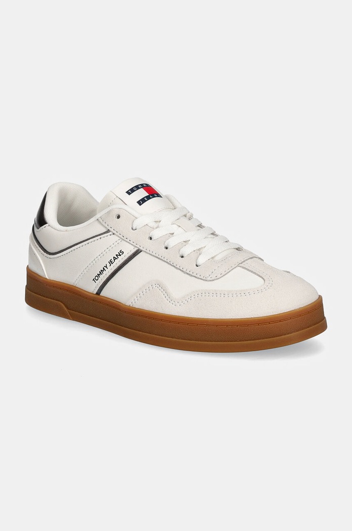 Sneakers boty Tommy Jeans THE GREENWICH semišová kůže bílá EN0EN02612
