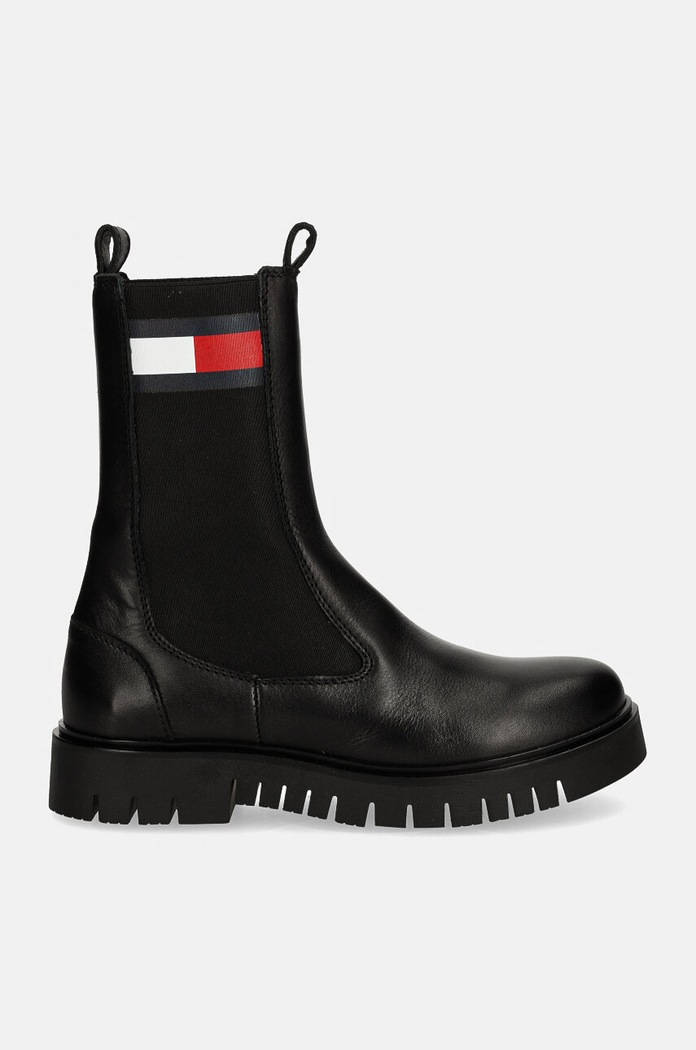Kožené topánky chelsea Tommy Jeans TJW LONG CHELSEA BOOT EN0EN02625 čierna AW24