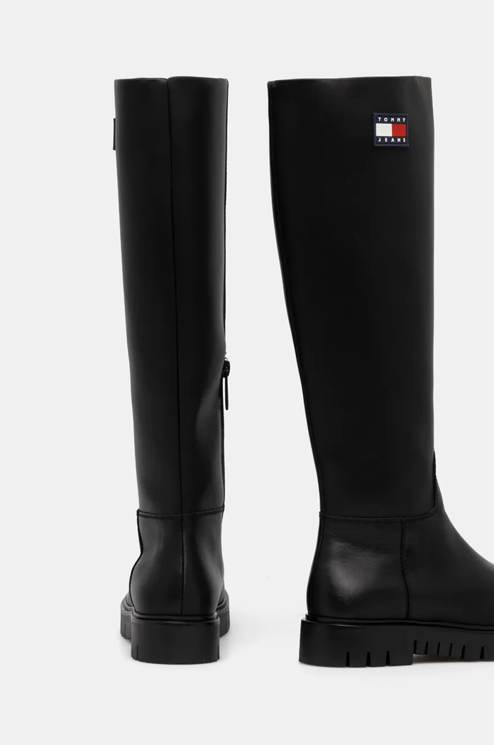 Kozačky Tommy Jeans TJW LONG SHAFT BOOT černá EN0EN02627