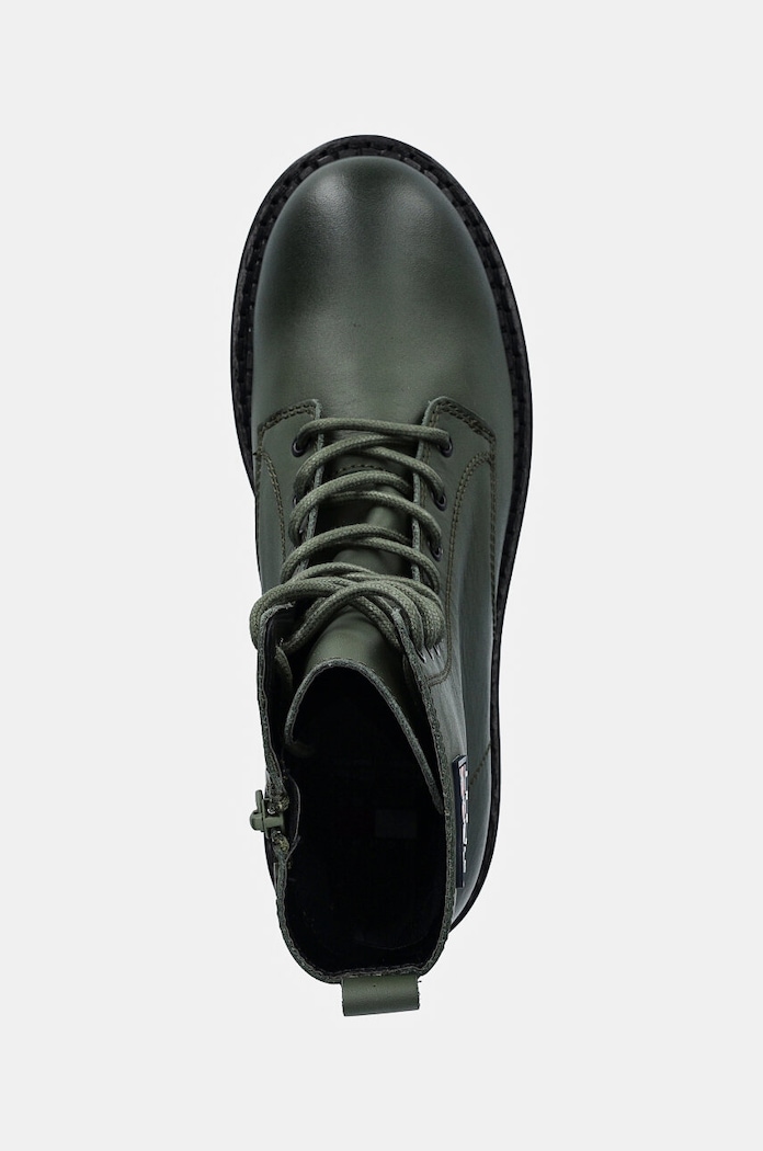 Кожени кубинки Tommy Jeans TJW URBAN LACE UP BOOT зелен EN0EN02628