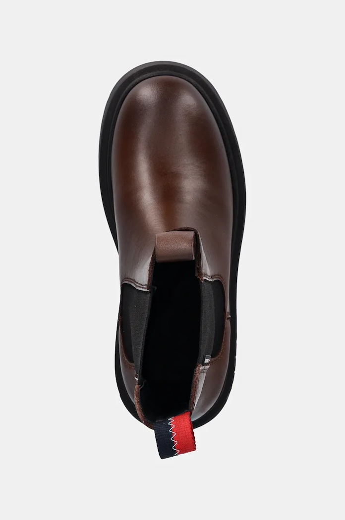 Кожени боти челси Tommy Jeans TJW CHUNKY CHELSEA кафяв EN0EN02635