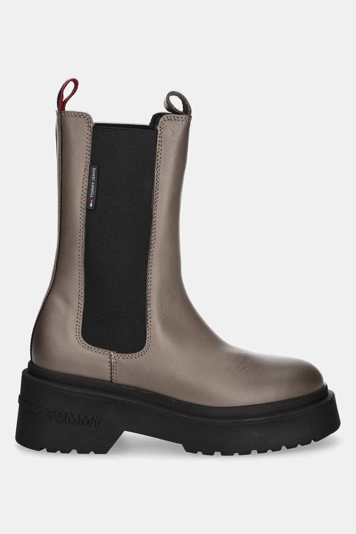 Δερμάτινες μπότες τσέλσι Tommy Jeans TJW CHUNKY CHELSEA EN0EN02635 καφέ NC24