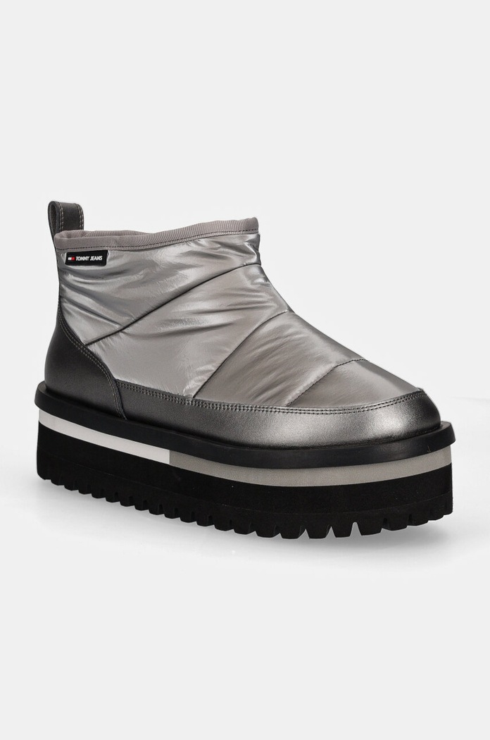 Snehule Tommy Jeans TJW NYLON FLATFORM BOOT WL usňová koža sivá EN0EN02689