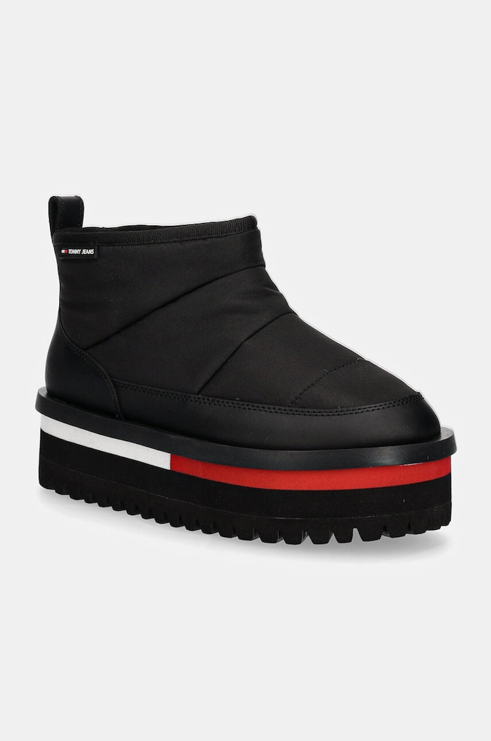 Μπότες χιονιού Tommy Jeans TJW NYLON FLATFORM BOOT WL υφασμάτινο μαύρο EN0EN02689