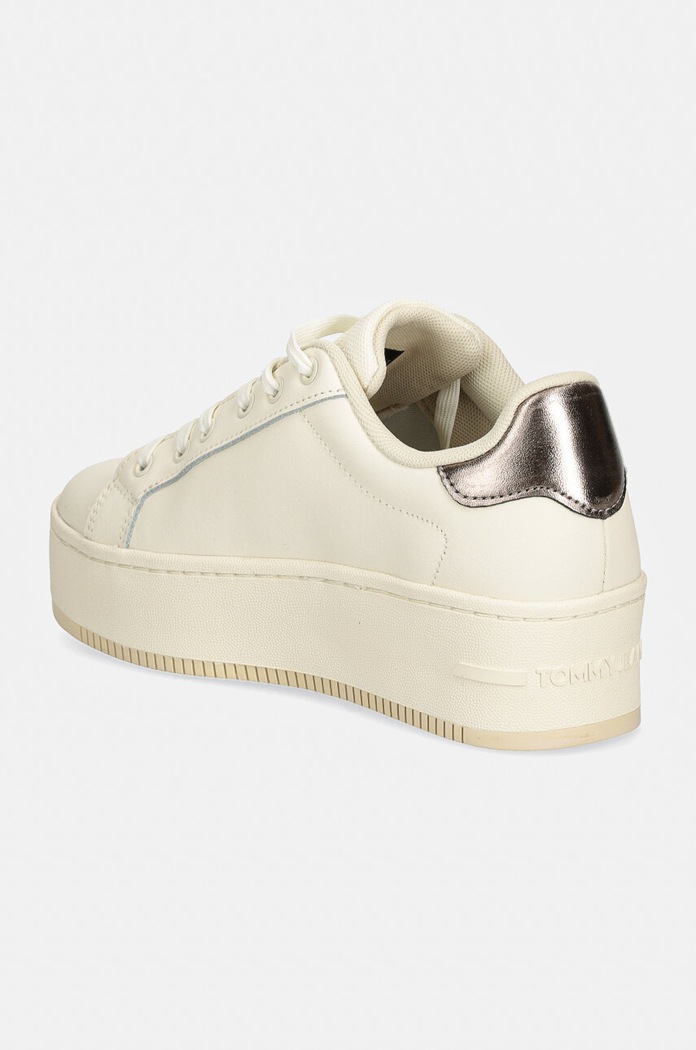 Obuwie Tommy Jeans sneakersy skórzane TJW FLATFORM SNEAKER METALLIC EN0EN02711 beżowy