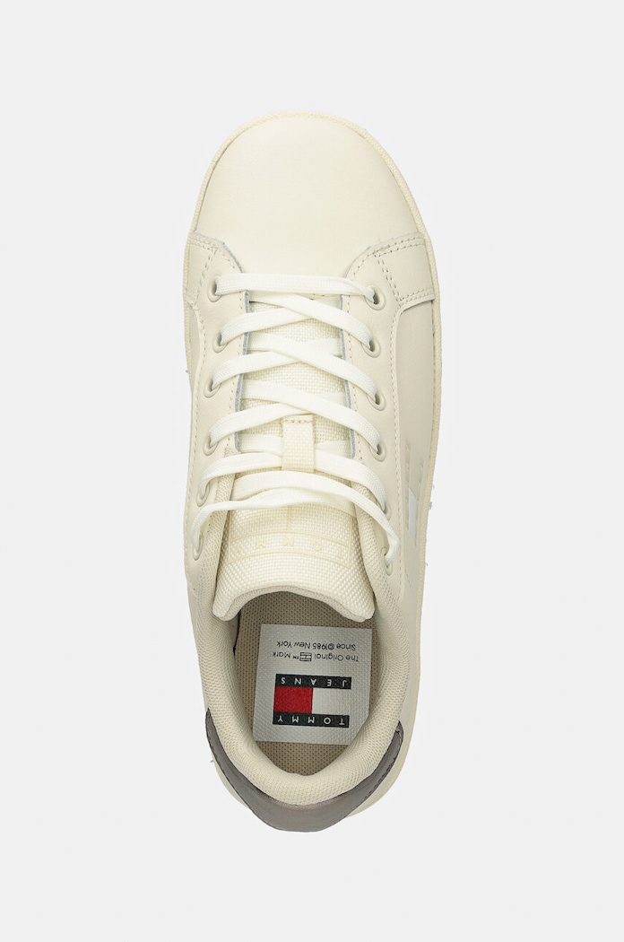 Tommy Jeans sneakersy skórzane TJW FLATFORM SNEAKER METALLIC beżowy EN0EN02711