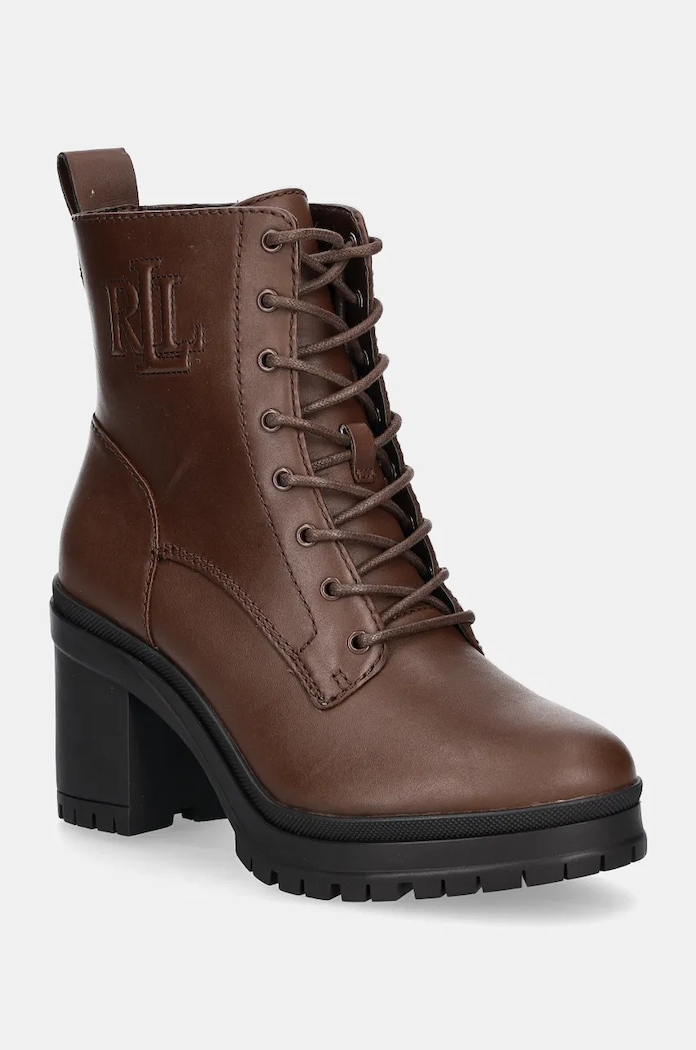 Kožené kotníkové boty Lauren Ralph Lauren Cameron nezateplené hnědá 802937826002.200