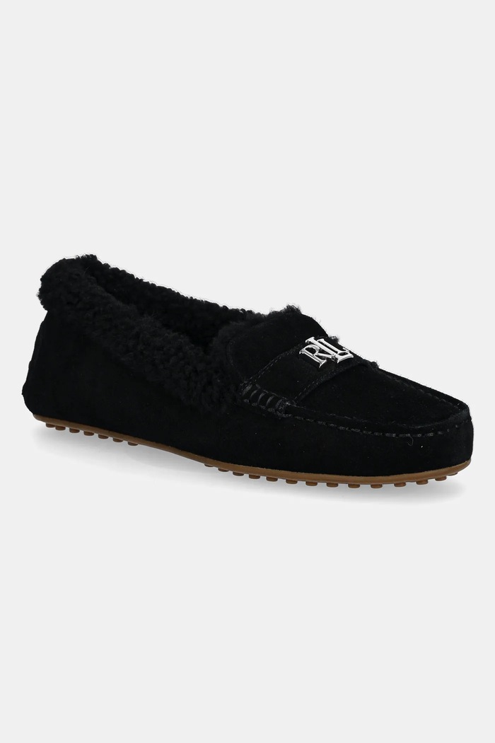Semišové mokasíny Lauren Ralph Lauren Barnsbury Sp semišová kůže černá 802945667001.001