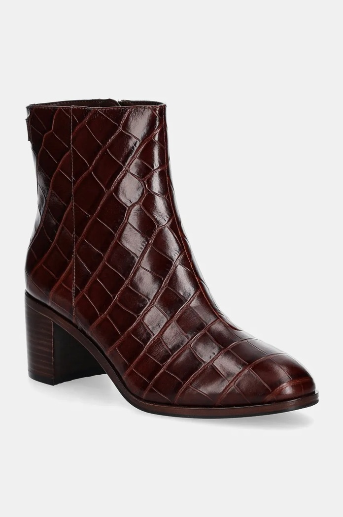 Lauren Ralph Lauren botki skórzane Cassie nieocieplane bordowy 802951301002.200