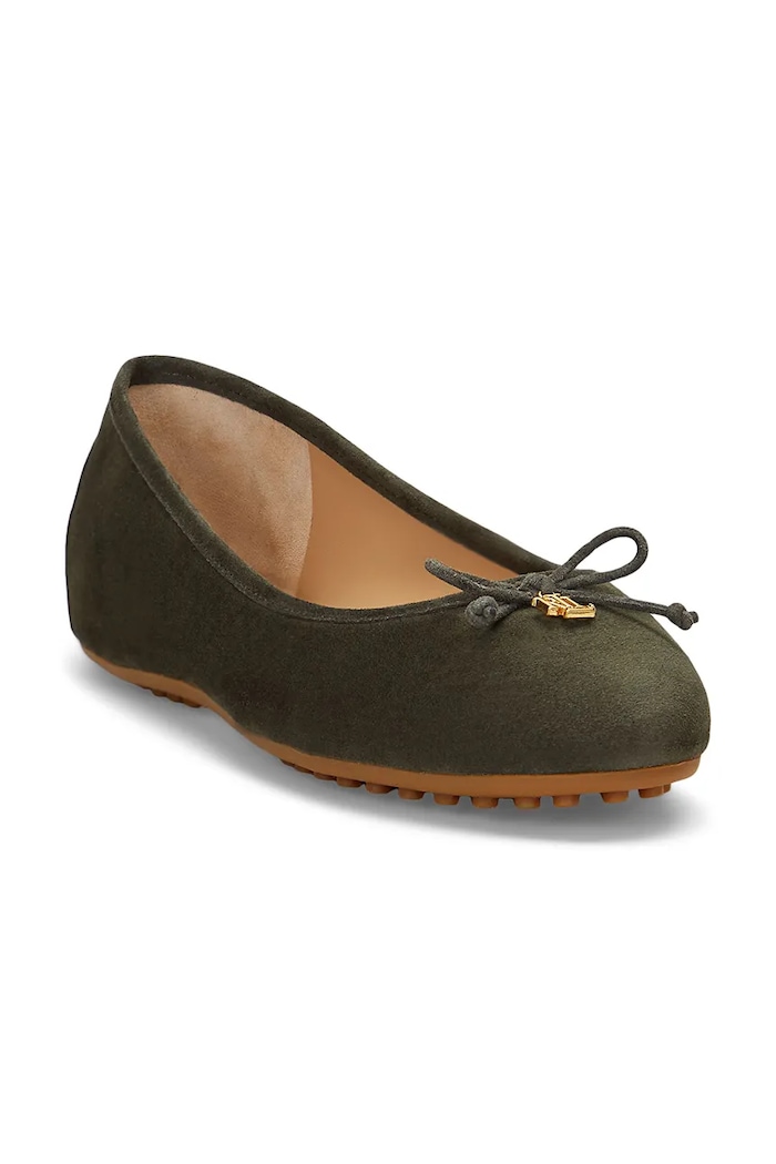 Semišové baleríny Lauren Ralph Lauren Jayna Driver 802951376003.301 zelená AW24