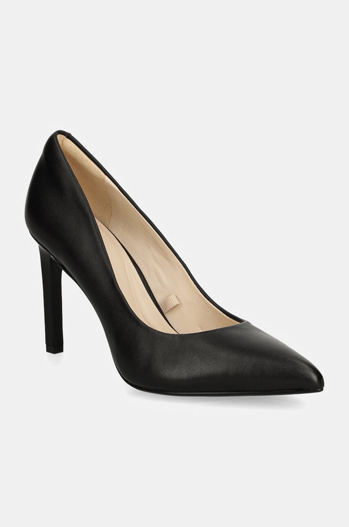 Calvin Klein Szpilki skórzane HEEL PUMP 90 LTH czarny HW0HW02171