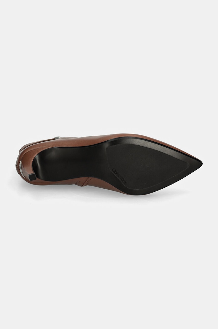 Кожени боти Calvin Klein HEEL ANKLE BOOT 70 W/HW LTH HW0HW02172 кафяв