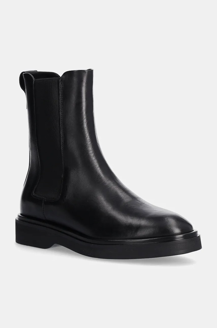 Кожени боти челси Calvin Klein FLAT CHELSEA BOOT LTH гладка кожа черен HW0HW02180