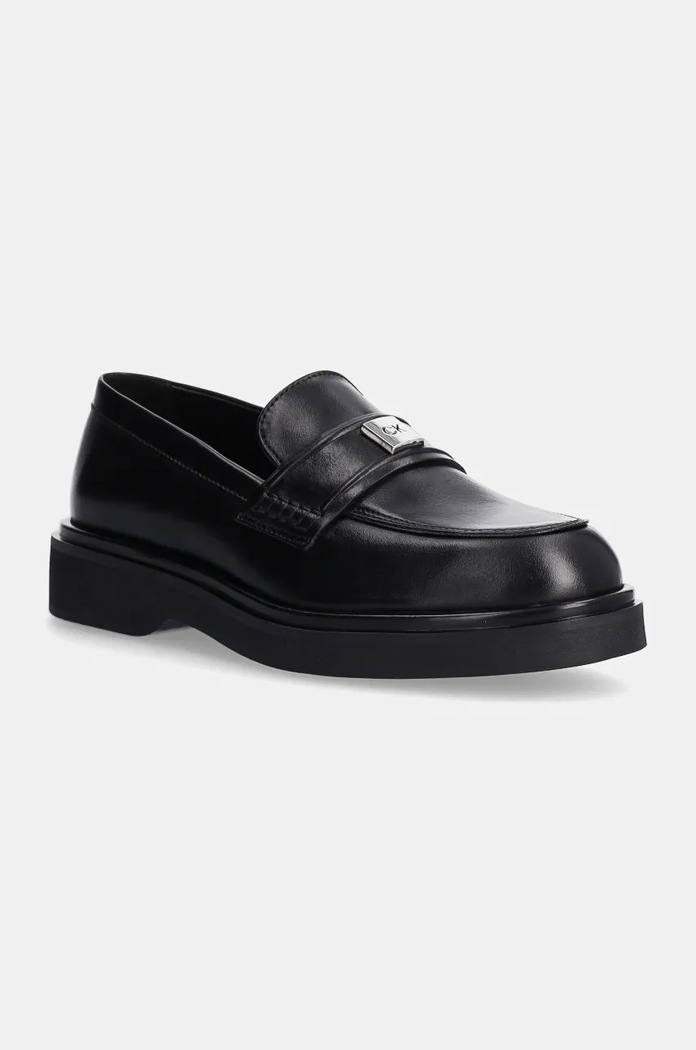 Usnjeni mokasini Calvin Klein LOAFER W/HW LTH Platforma črna HW0HW02182
