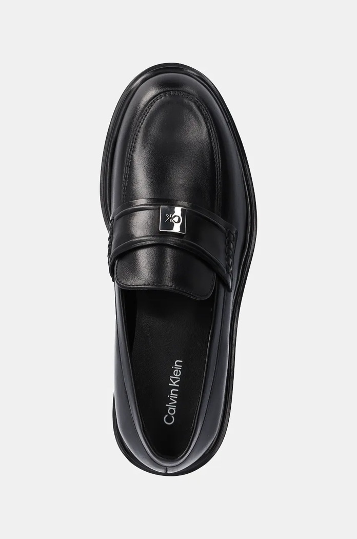 Usnjeni mokasini Calvin Klein LOAFER W/HW LTH črna HW0HW02182