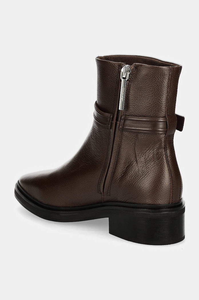 Boty Kožené kotníkové boty Calvin Klein HEEL ANKLE BOOT 30 W/HW LTH HW0HW02183 hnědá