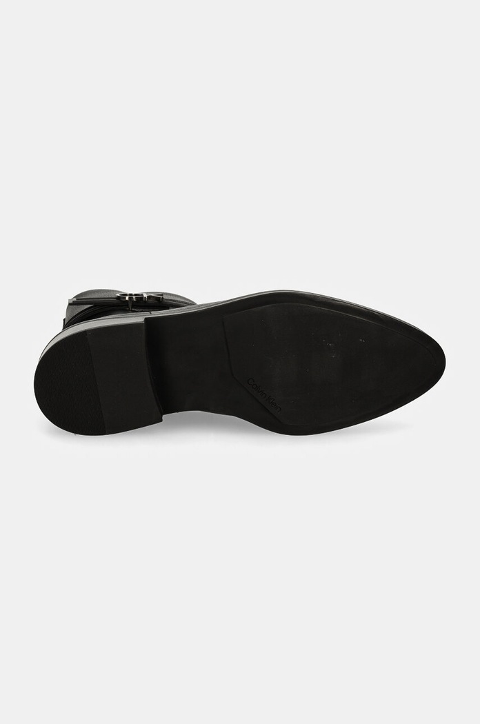 Calvin Klein cizme de piele HEEL ANKLE BOOT 30 W/HW LTH HW0HW02183 negru