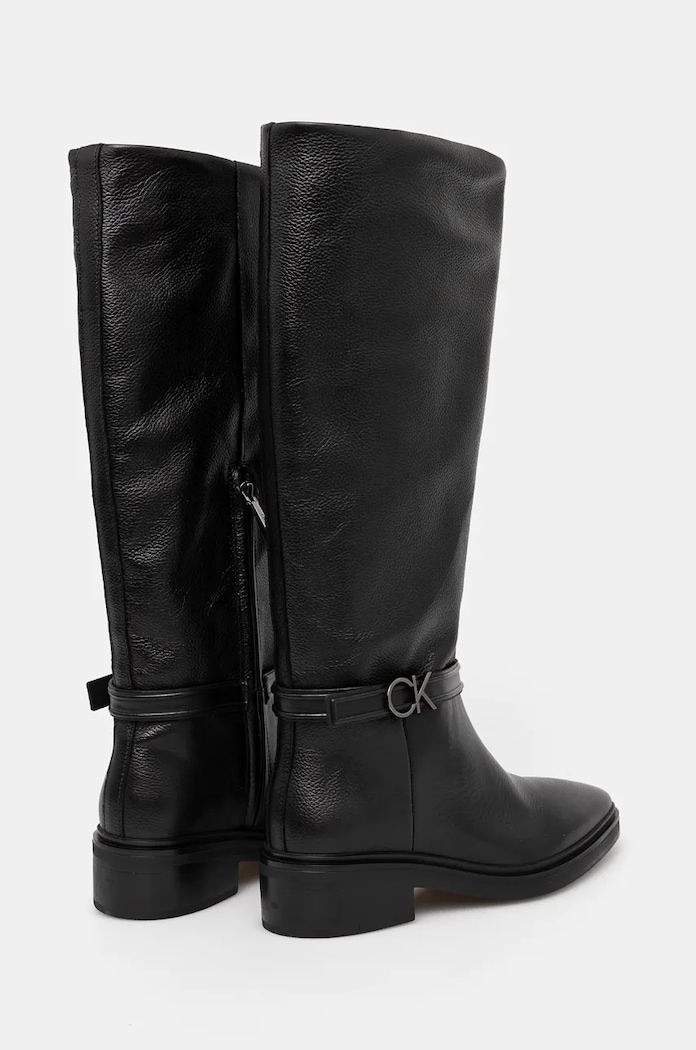Obutev Usnjeni elegantni škornji Calvin Klein HEEL KNEE BOOT 30 W/HW LTH HW0HW02184 črna