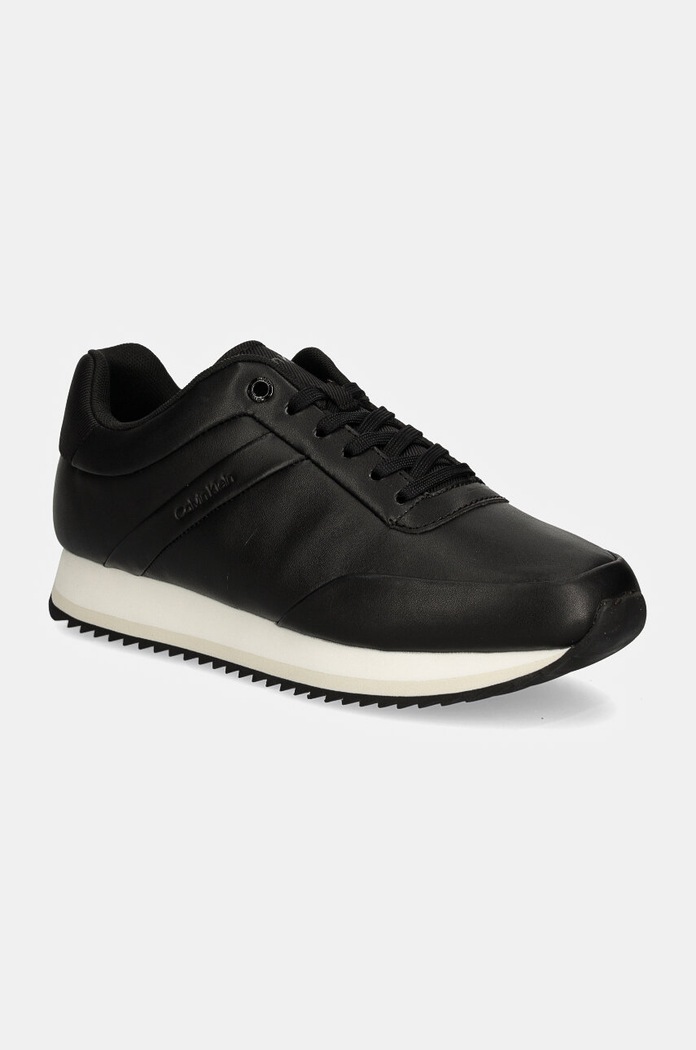 Calvin Klein sneakersy skórzane RUNNER LACE UP LTH imitacja skóry licowej czarny HW0HW02216
