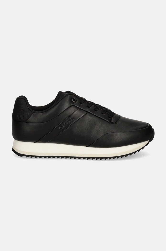 Calvin Klein sneakersy skórzane RUNNER LACE UP LTH HW0HW02216 czarny AW24