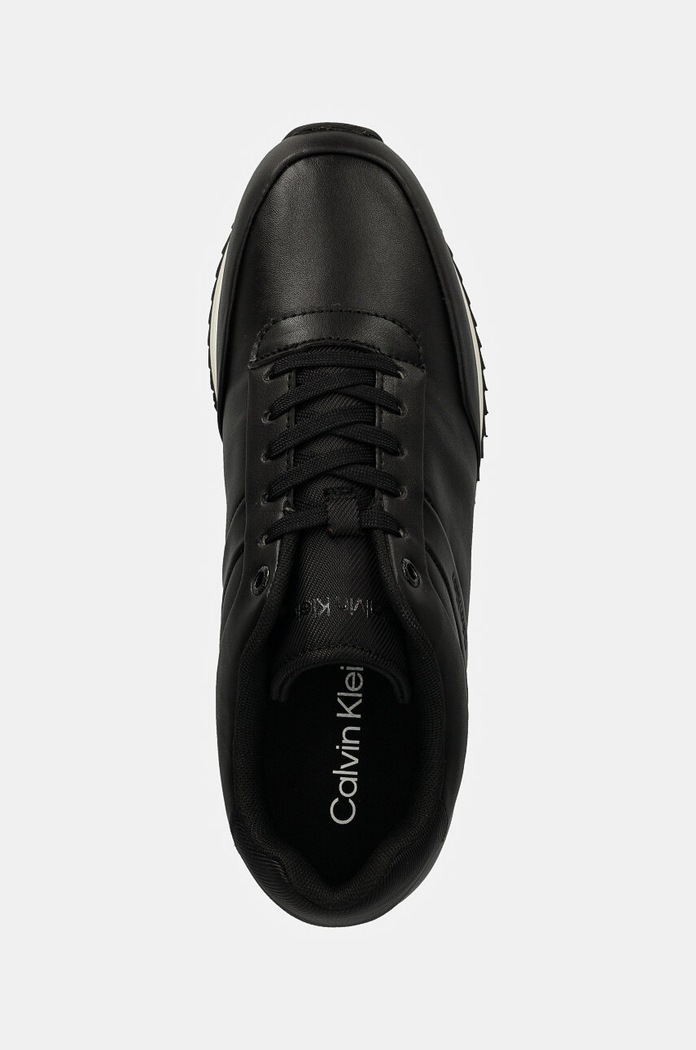 Calvin Klein sneakersy skórzane RUNNER LACE UP LTH czarny HW0HW02216