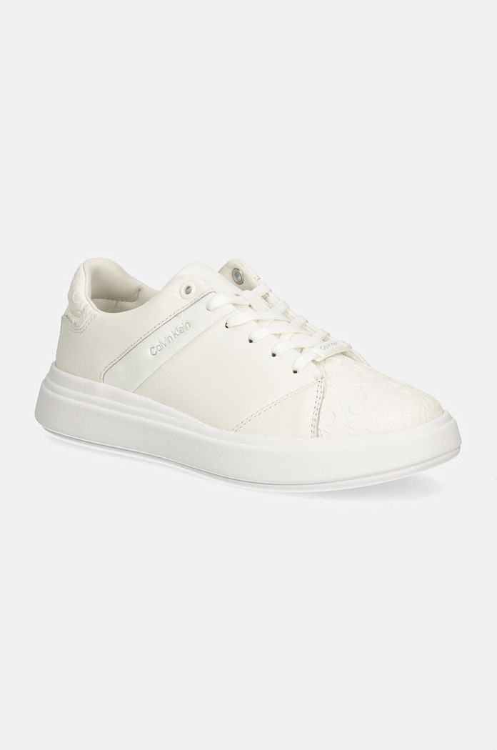 Calvin Klein buty CUPSOLE LACE UP MONO MIX imitacja skóry licowej biały HW0HW02218