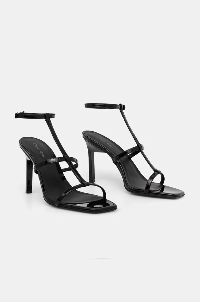 Obuwie Calvin Klein sandały skórzane HEEL GLADI SANDAL 90 PAT HW0HW02312 czarny
