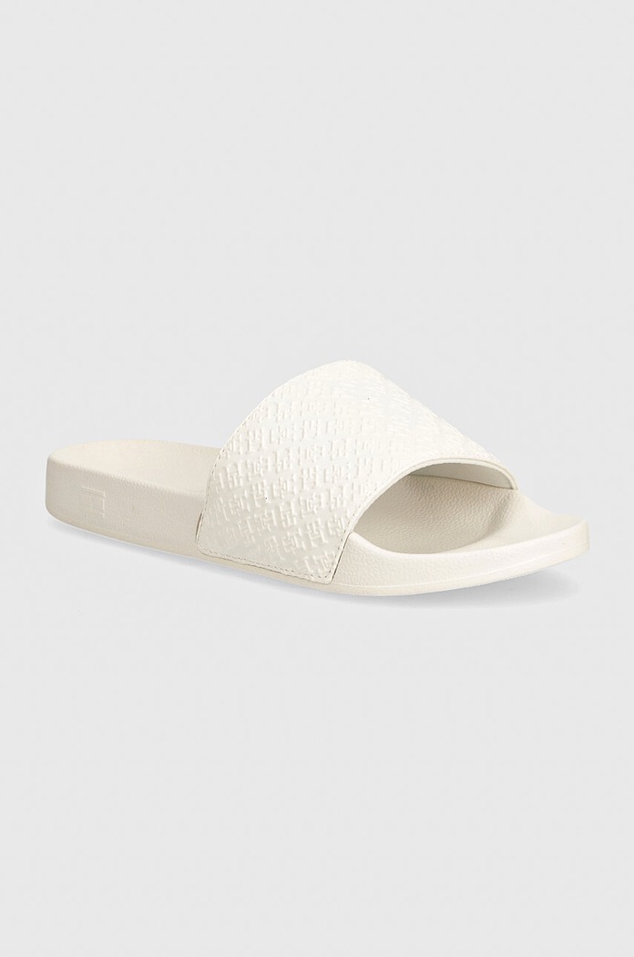 Šľapky Tommy Hilfiger MONOGRAM POOL SLIDE plochý biela FW0FW07989