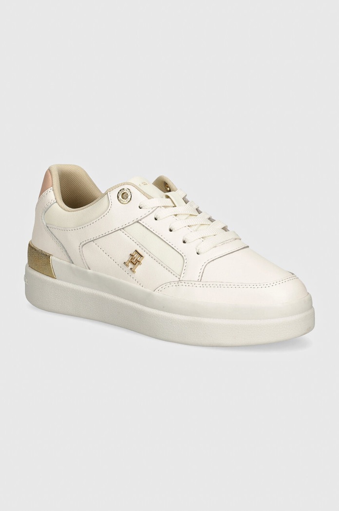Sneakers Tommy Hilfiger LUX HARDWARE COURT απομίμηση λείου δέρματος λευκό FW0FW07997