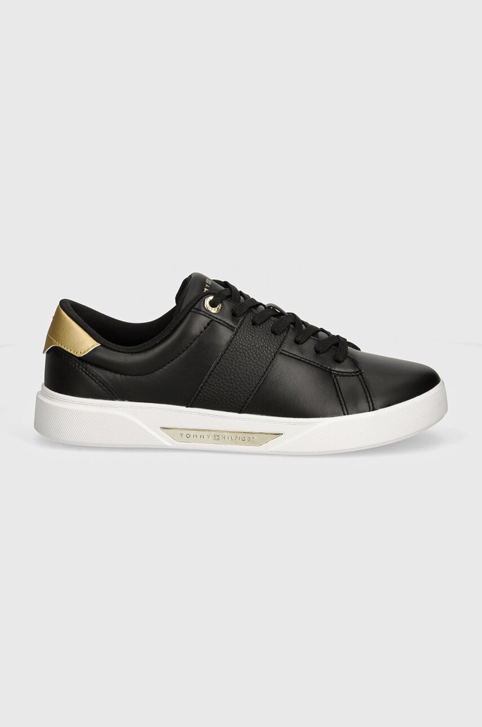 Кожени маратонки Tommy Hilfiger CHIC PANEL COURT SNEAKER FW0FW07998 черен AW24