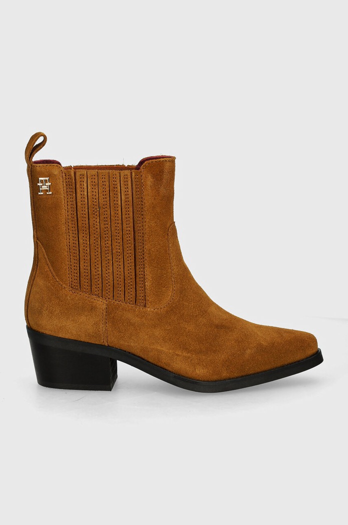 Tommy Hilfiger sztyblety zamszowe TH SUEDE COWBOY BOOT FW0FW08034 brązowy NC24