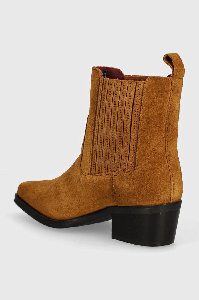 Obuwie Tommy Hilfiger sztyblety zamszowe TH SUEDE COWBOY BOOT FW0FW08034 brązowy
