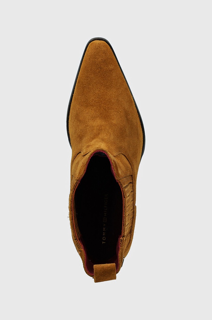 Tommy Hilfiger sztyblety zamszowe TH SUEDE COWBOY BOOT brązowy FW0FW08034