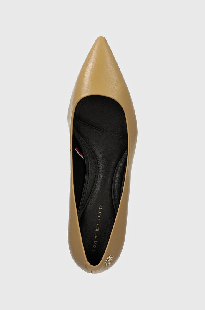 Kožne salonke Tommy Hilfiger TH MID HEEL PUMP bež FW0FW08204