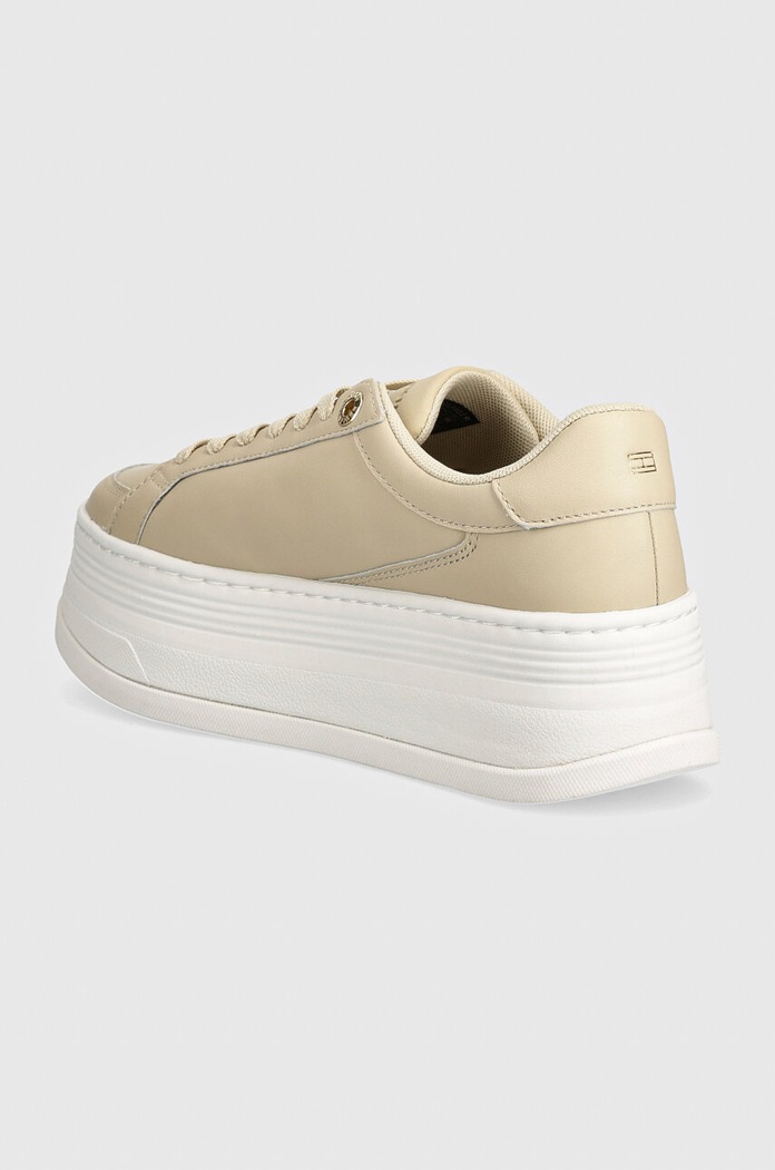 Boty Kožené sneakers boty Tommy Hilfiger TH PLATFORM SNEAKER LTHR FW0FW08209 béžová