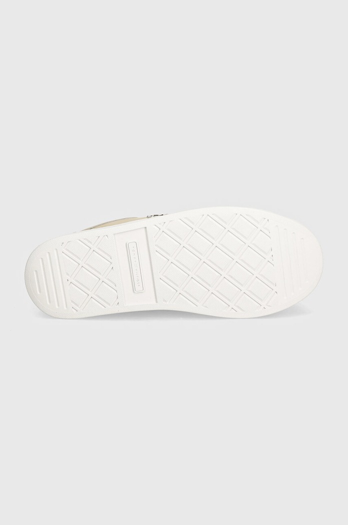 Kožené sneakers boty Tommy Hilfiger TH PLATFORM SNEAKER LTHR FW0FW08209 béžová