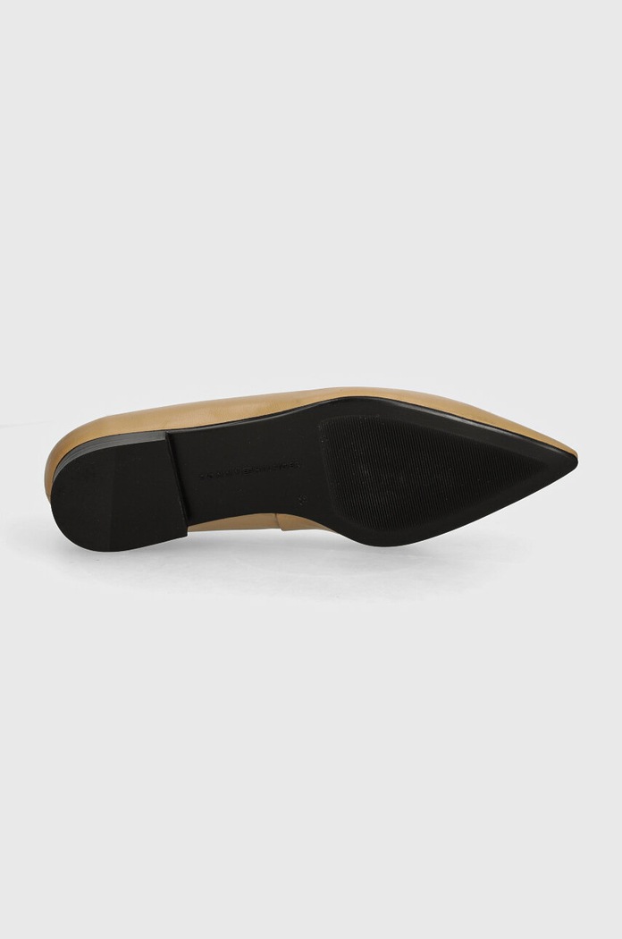 Kožené baleríny Tommy Hilfiger TH POINTY BALLERINA FW0FW08291 béžová