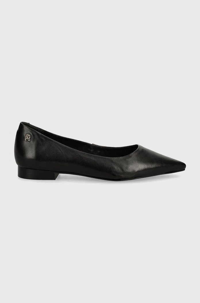 Tommy Hilfiger Bőr balerina cipő TH POINTY BALLERINA FW0FW08291 fekete AW24
