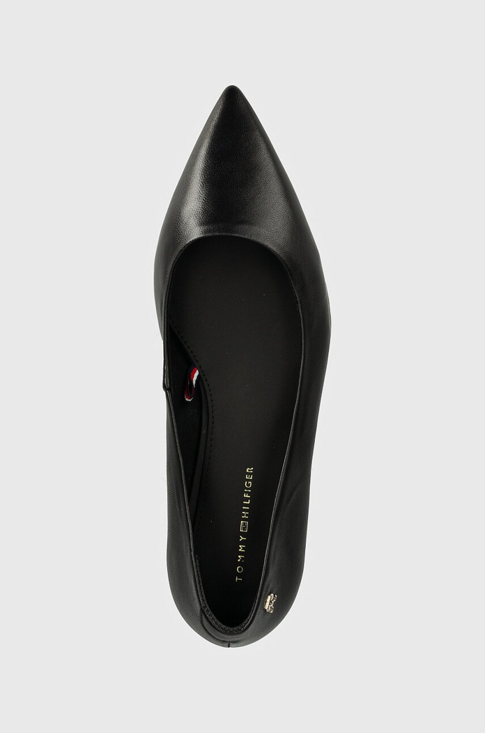 Bőr balerina cipő TH POINTY BALLERINA Tommy Hilfiger FW0FW08291 fekete