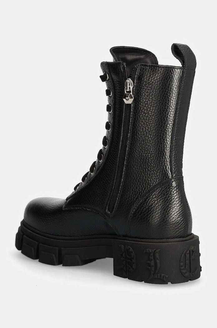 Încălțăminte Philipp Plein bocanci de piele Embossed Army Boot WSE0811.PLE010N.02 negru