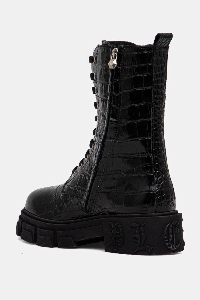 Obuwie Philipp Plein botki skórzane Croco Gothic WSE0838.PLE010N.02 czarny