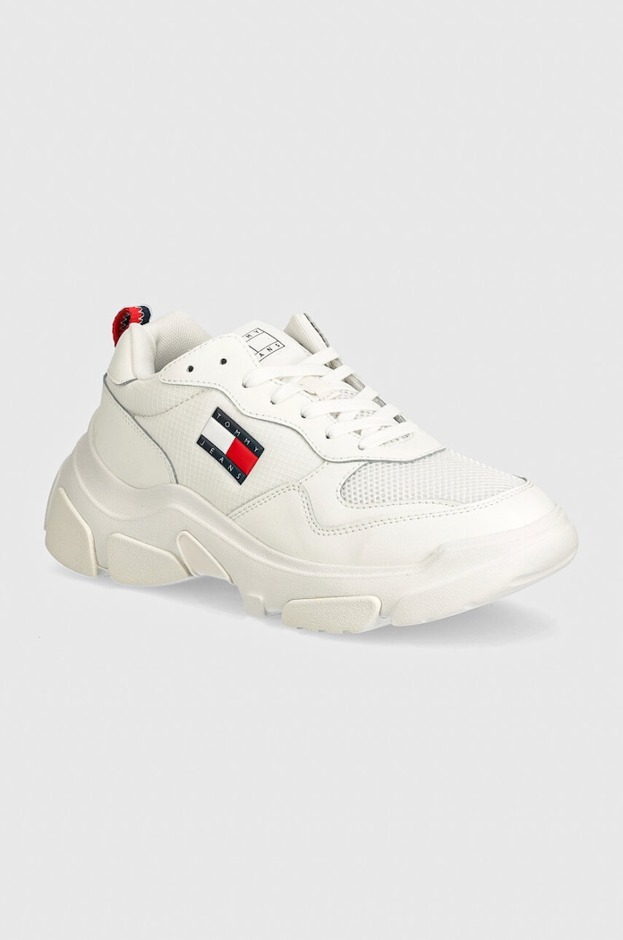 Sneakers boty Tommy Jeans TJW LIGHTWEIGHT HYBRID RUNNER přírodní kůže bílá EN0EN02580
