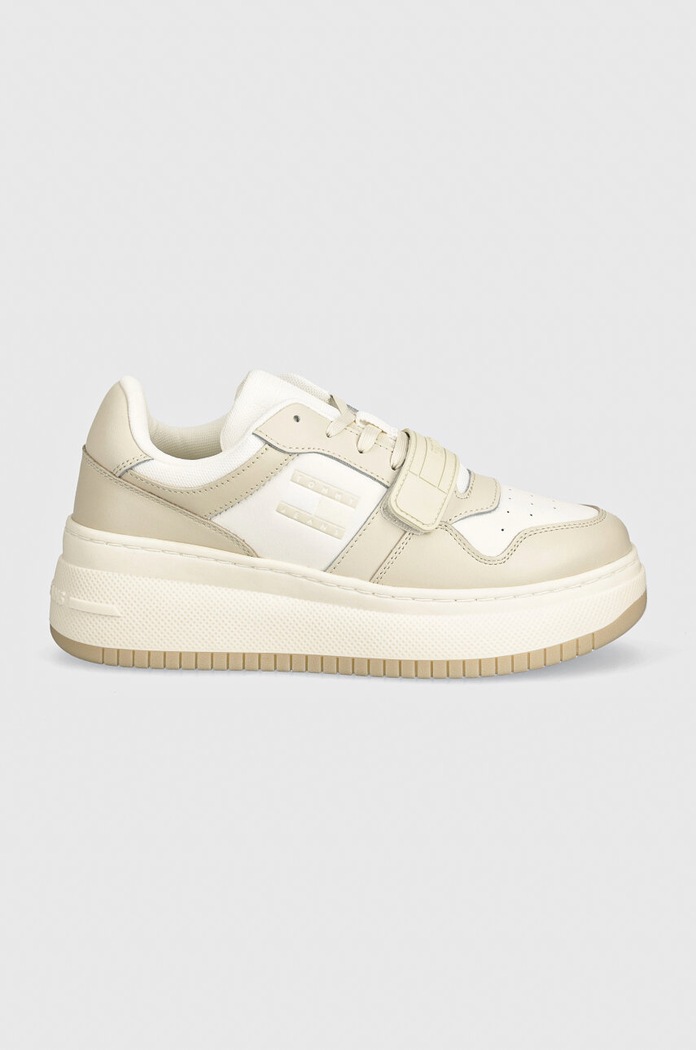 Tommy Jeans sneakers TJW RETRO BASKET FLATFORM VELCRO EN0EN02573 bej AW24