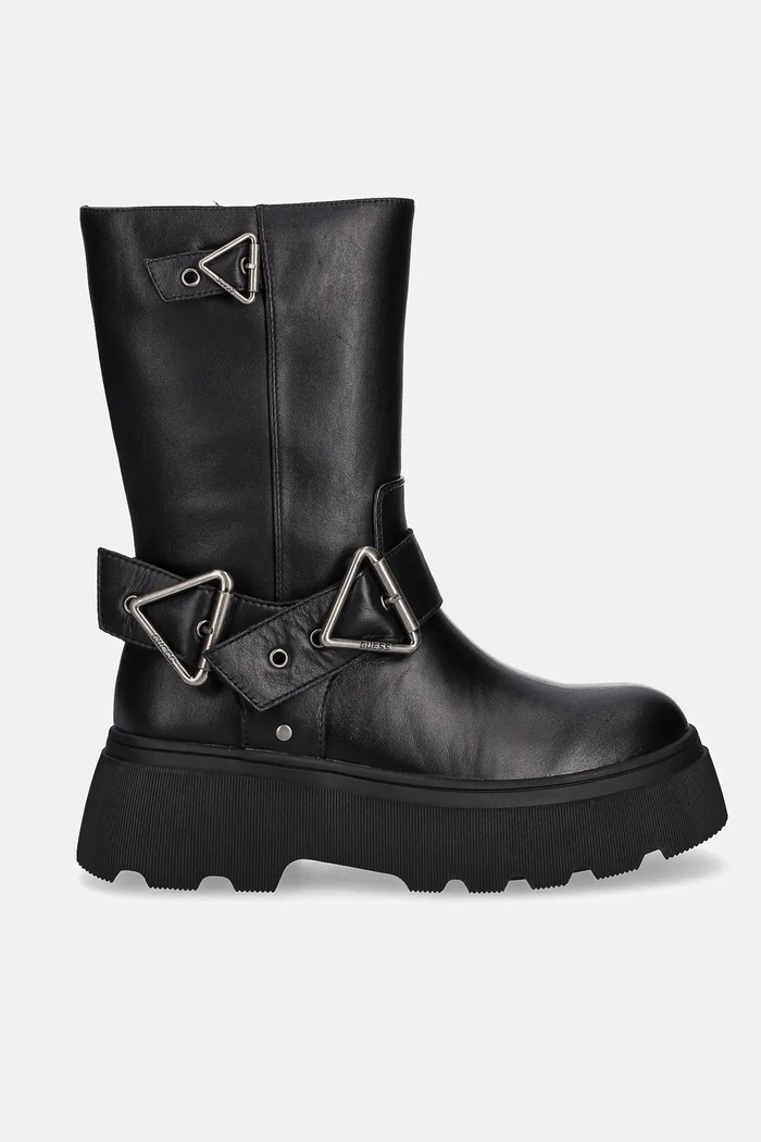 Kožené kotníkové boty Guess NURIA FLFNUR.LEA10.BLACK černá NC24