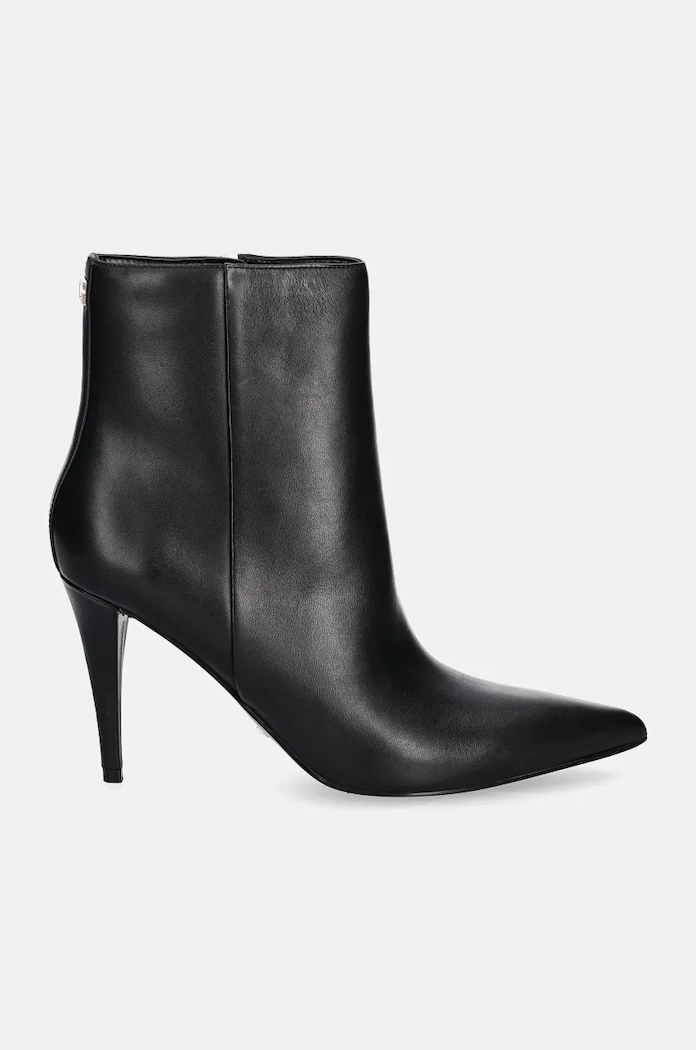 Kožené členkové topánky Guess SLINKS FLFSLI.LEA10.BLACK čierna AW24