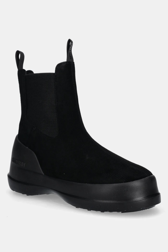 Μπότες χιονιού σουέτ Moon Boot MB LUNA CHELSEA SUEDE δέρμα σαμουά μαύρο 80D2480050.N001