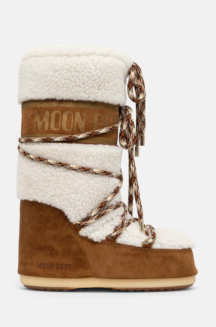 Замшеві чоботи Moon Boot MB ICON SHEARLING шнурівка коричневий 80D1402610.MA03