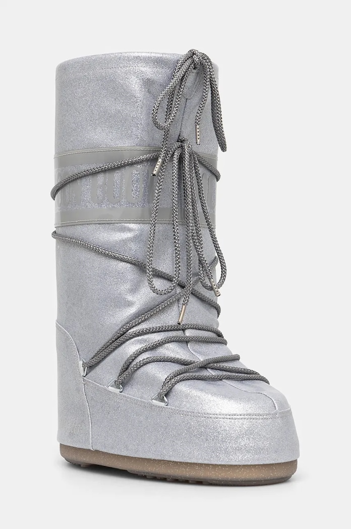 Moon Boot śniegowce MB ICON GLITTER syntetyczny srebrny 80D1402850.H001