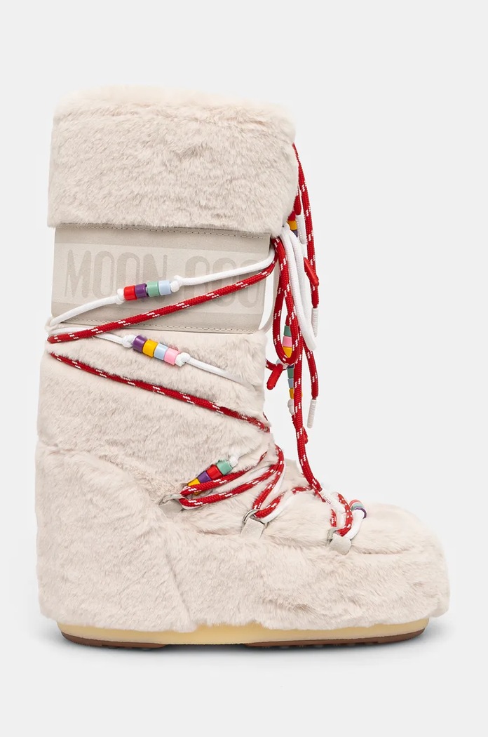 Moon Boot śniegowce MB ICON FAUX FUR BEADS 80D1408990.L002 beżowy AW24